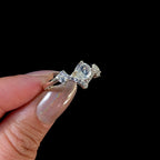 Statement rainbow moonstone & white topaz ring | 925 Sterling Silver