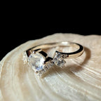 Statement rainbow moonstone & white topaz ring | 925 Sterling Silver