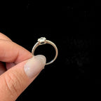 Round rainbow moonstone and white topaz ring | 925 sterling silver
