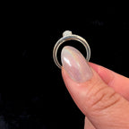Double band rainbow moonstone & white topaz ring | 925 Sterling Silver