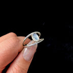 Double band rainbow moonstone & white topaz ring | 925 Sterling Silver