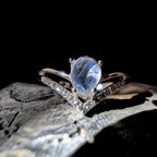 Statement rainbow moonstone & white topaz ring | 925 Sterling Silver
