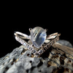 Statement rainbow moonstone & white topaz ring | 925 Sterling Silver