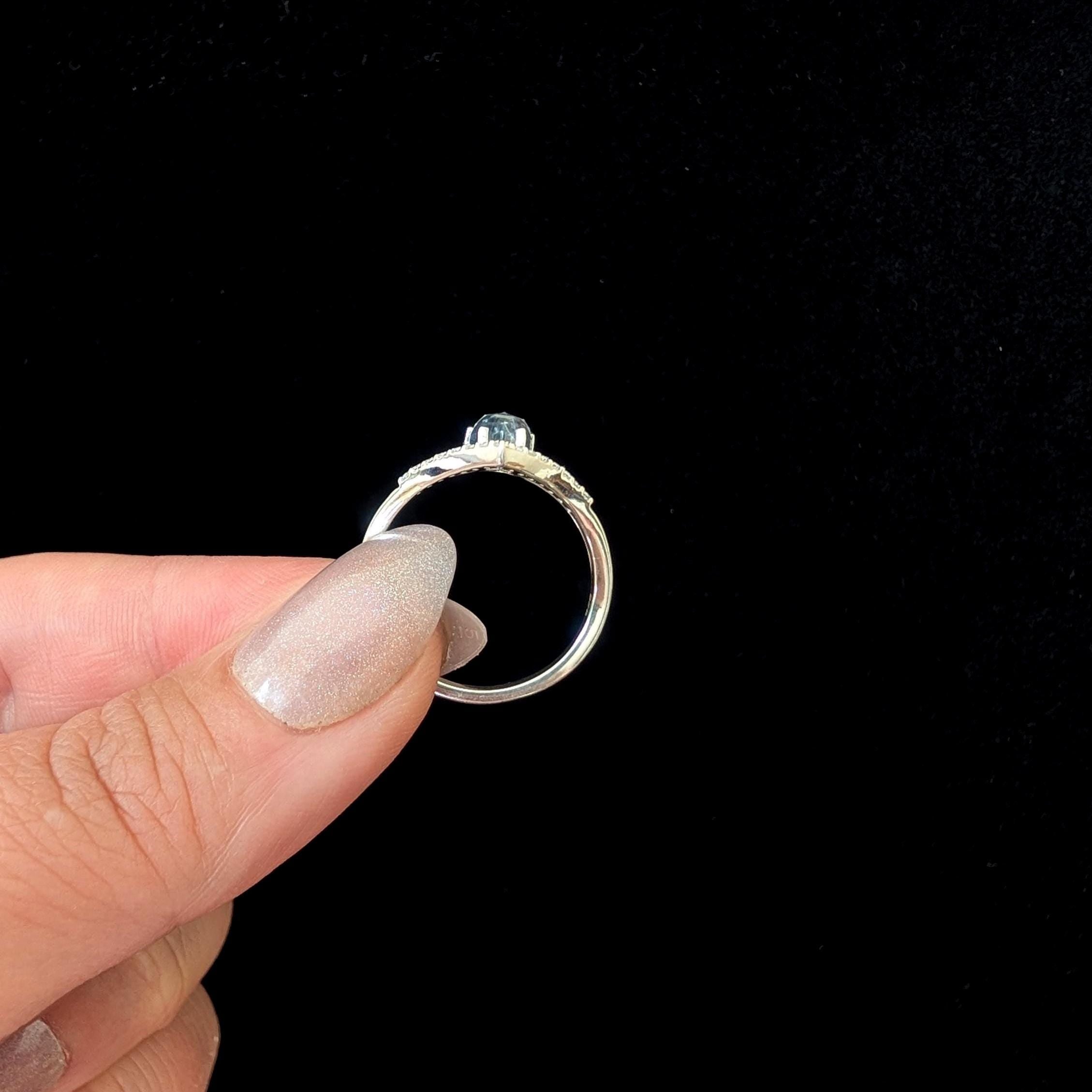 Statement rainbow moonstone & white topaz ring | 925 Sterling Silver