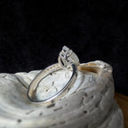 Large natural rainbow moonstone and white topaz ring | 925 Sterling Silver