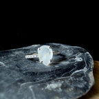 Large natural rainbow moonstone and white topaz ring | 925 Sterling Silver