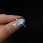 Large natural rainbow moonstone and white topaz ring | 925 Sterling Silver