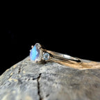Elegant rainbow moonstone & white topaz ring | 925 Sterling Silver