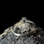 Elegant rainbow moonstone & white topaz ring | 925 Sterling Silver