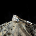 Elegant rainbow moonstone & white topaz ring | 925 Sterling Silver