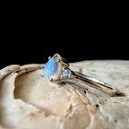 Elegant rainbow moonstone & white topaz ring | 925 Sterling Silver