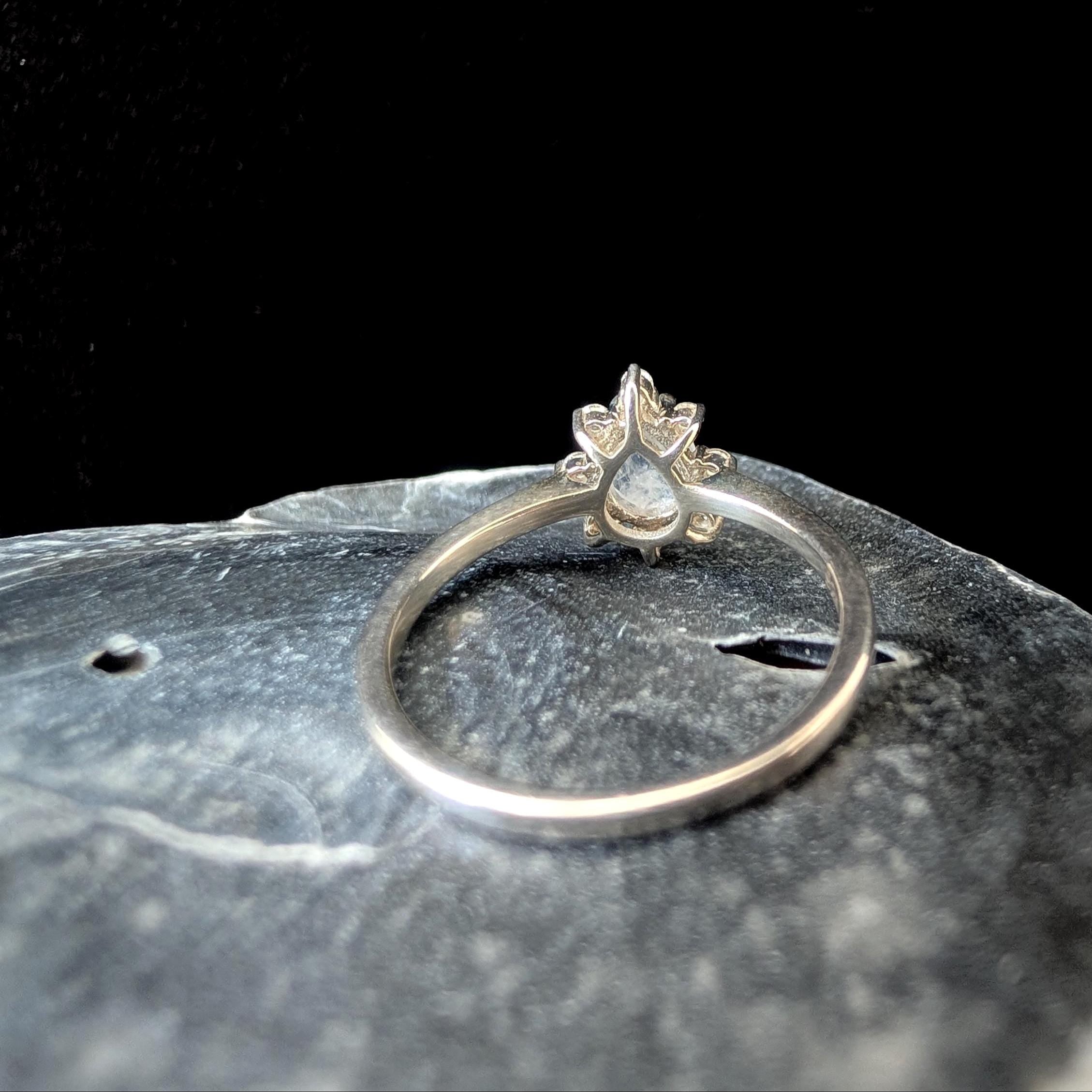Statement rainbow moonstone & white topaz ring | 925 Sterling Silver