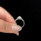 Statement rainbow moonstone & white topaz ring | 925 Sterling Silver