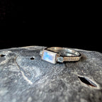 Statement rainbow moonstone and blue topaz ring | 925 Sterling Silver