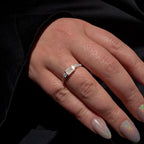 Statement rainbow moonstone and blue topaz ring | 925 Sterling Silver