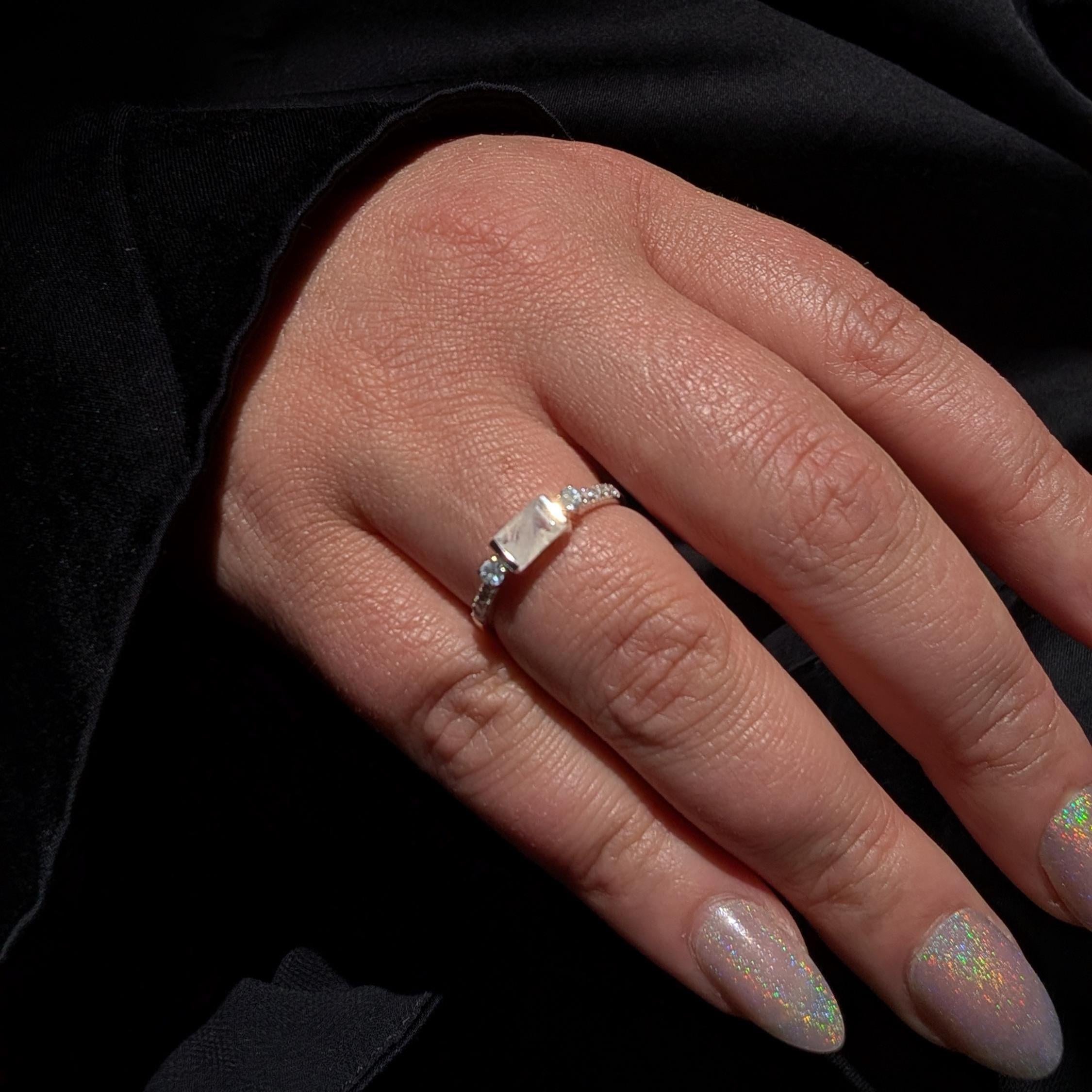 Statement rainbow moonstone and blue topaz ring | 925 Sterling Silver