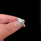 Statement rainbow moonstone and blue topaz ring | 925 Sterling Silver