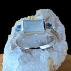 Statement rainbow moonstone and blue topaz ring | 925 Sterling Silver