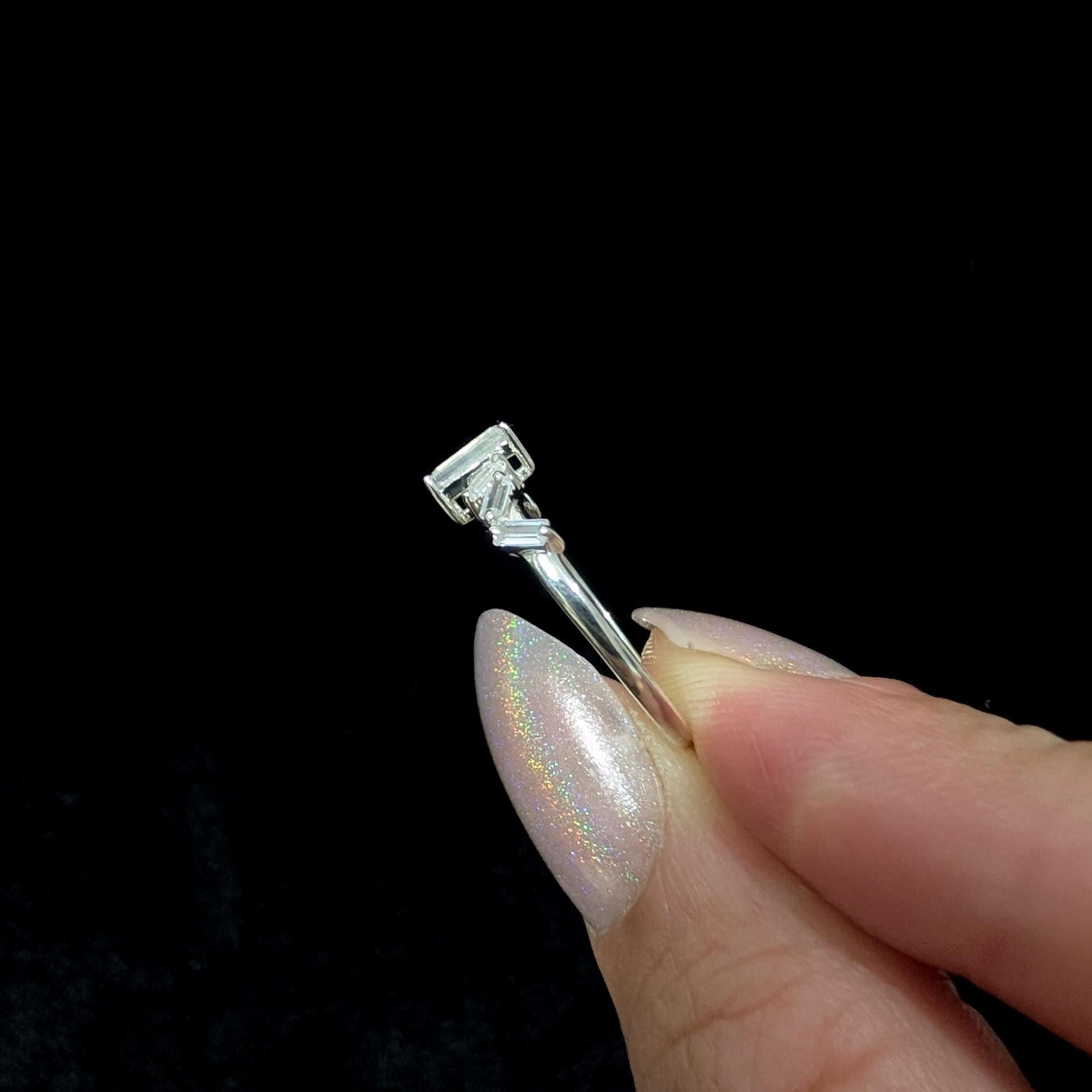 Statement rainbow moonstone & white topaz ring | 925 Sterling Silver