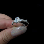 Statement rainbow moonstone & white topaz ring | 925 Sterling Silver