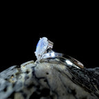 Elegant rainbow moonstone & blue topaz ring | 925 Sterling Silver