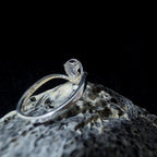 Elegant rainbow moonstone & blue topaz ring | 925 Sterling Silver