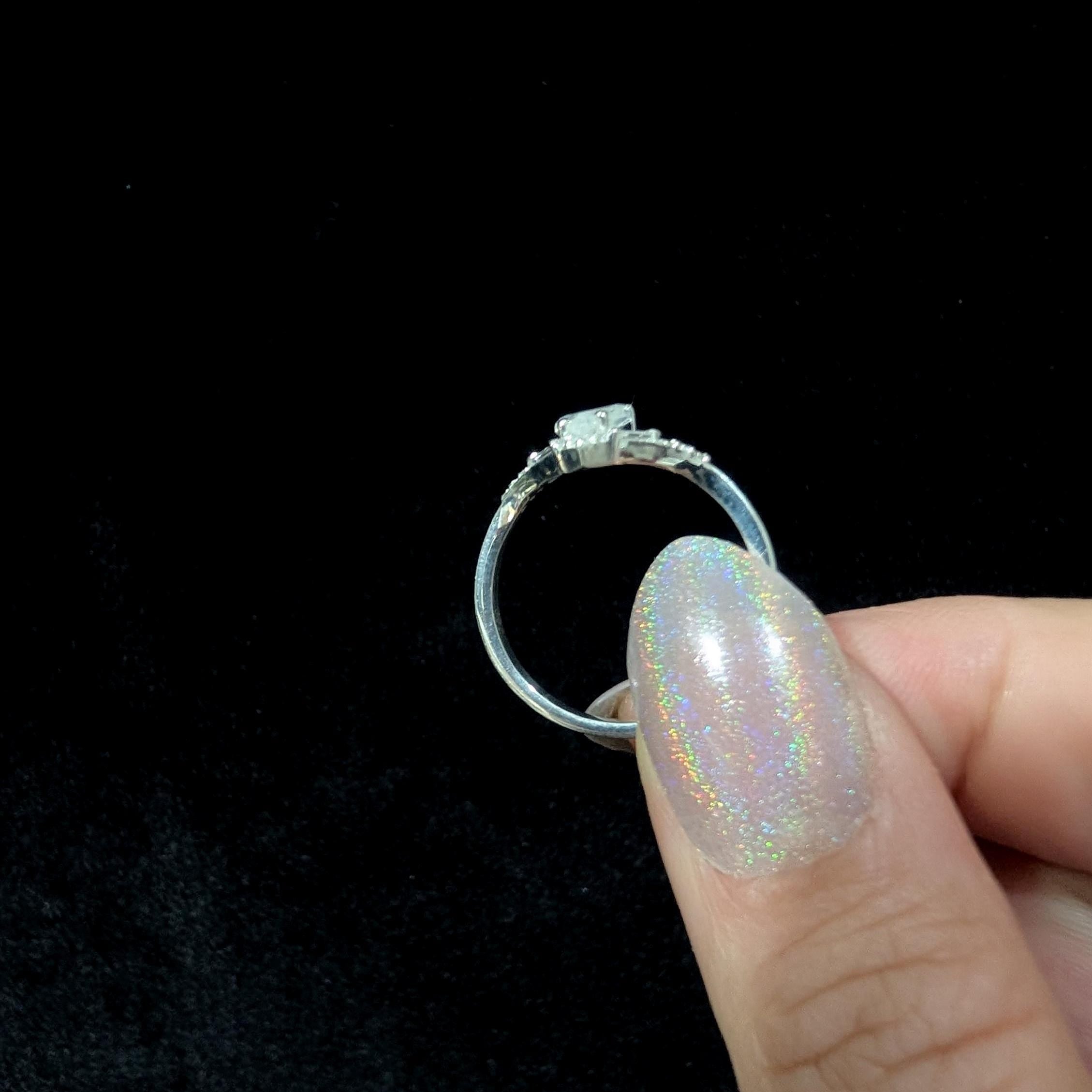 Elegant rainbow moonstone & blue topaz ring | 925 Sterling Silver