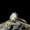 Statement rainbow moonstone & white topaz ring | 925 Sterling Silver