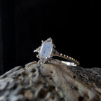 Large rainbow moonstone statement ring | 925 Sterling Silver