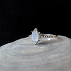 Large rainbow moonstone statement ring | 925 Sterling Silver