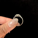 Pear rainbow moonstone and white topaz ring | 925 Sterling Silver