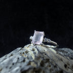Elegant natural pink quartz and white topaz ring | 925 sterling silver