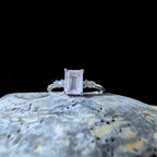 Elegant natural pink quartz and white topaz ring | 925 sterling silver