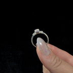 Elegant natural pink quartz and white topaz ring | 925 sterling silver