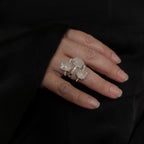 Raw natural rose quartz and white topaz ring | 925 Sterling Silver