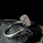 Raw natural rose quartz and white topaz ring | 925 Sterling Silver