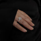 Raw natural rose quartz and white topaz ring | 925 Sterling Silver