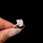 Raw natural rose quartz and white topaz ring | 925 Sterling Silver