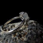 Raw natural rainbow moonstone and white topaz ring | 925 Sterling Silver