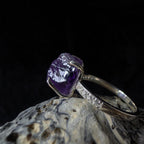 Raw natural amethyst and white topaz ring | 925 sterling silver