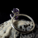 Raw natural amethyst and white topaz ring | 925 sterling silver