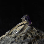 Raw natural amethyst and white topaz ring | 925 sterling silver