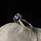 Raw natural amethyst and white topaz ring | 925 sterling silver