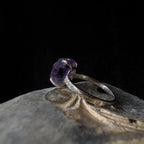 Raw natural amethyst and white topaz ring | 925 sterling silver