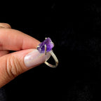 Raw natural amethyst and white topaz ring | 925 sterling silver