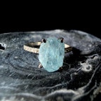 Raw natural aquamarine and white topaz ring | 925 sterling silver