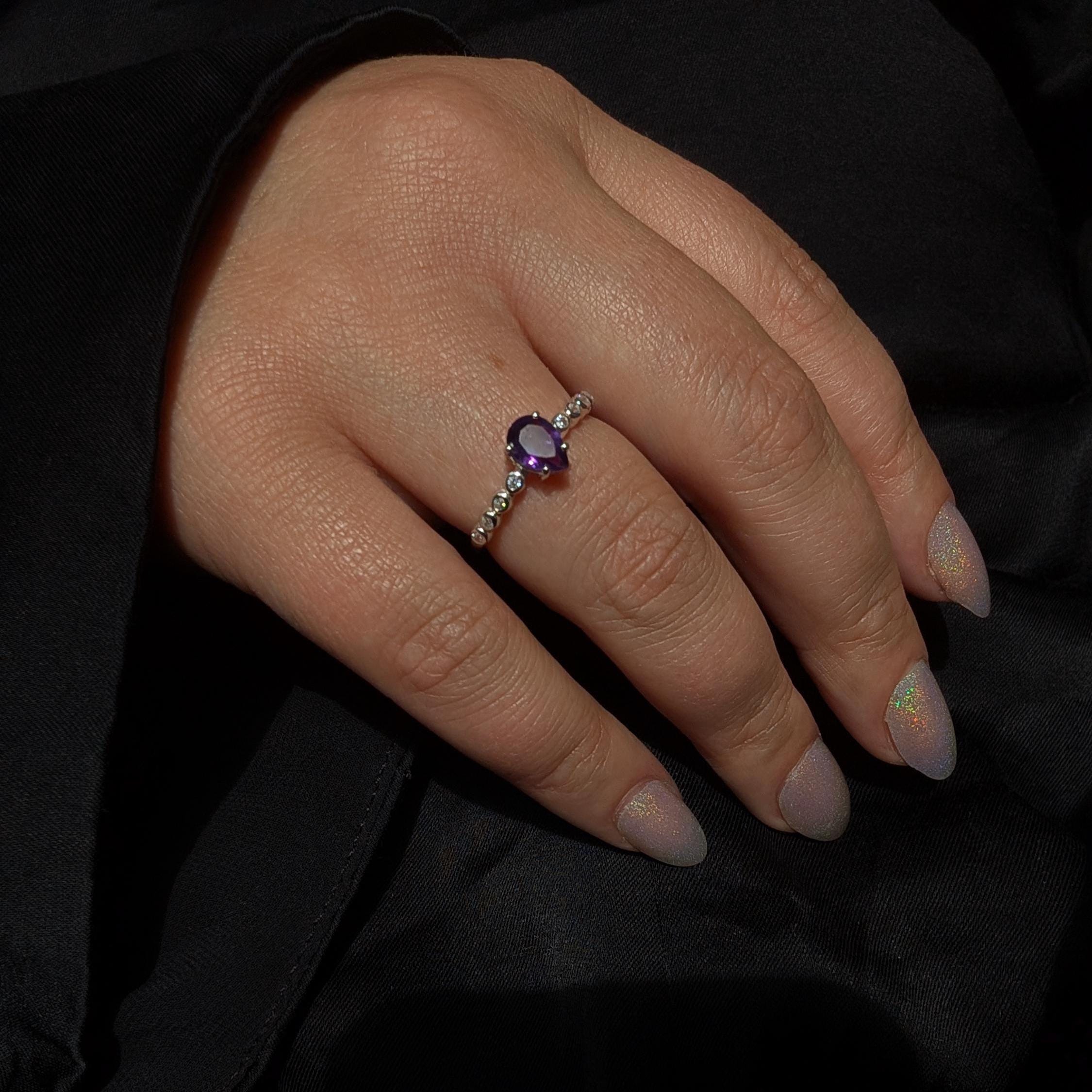 Statement amethyst and white topaz ring | 925 Sterling Silver