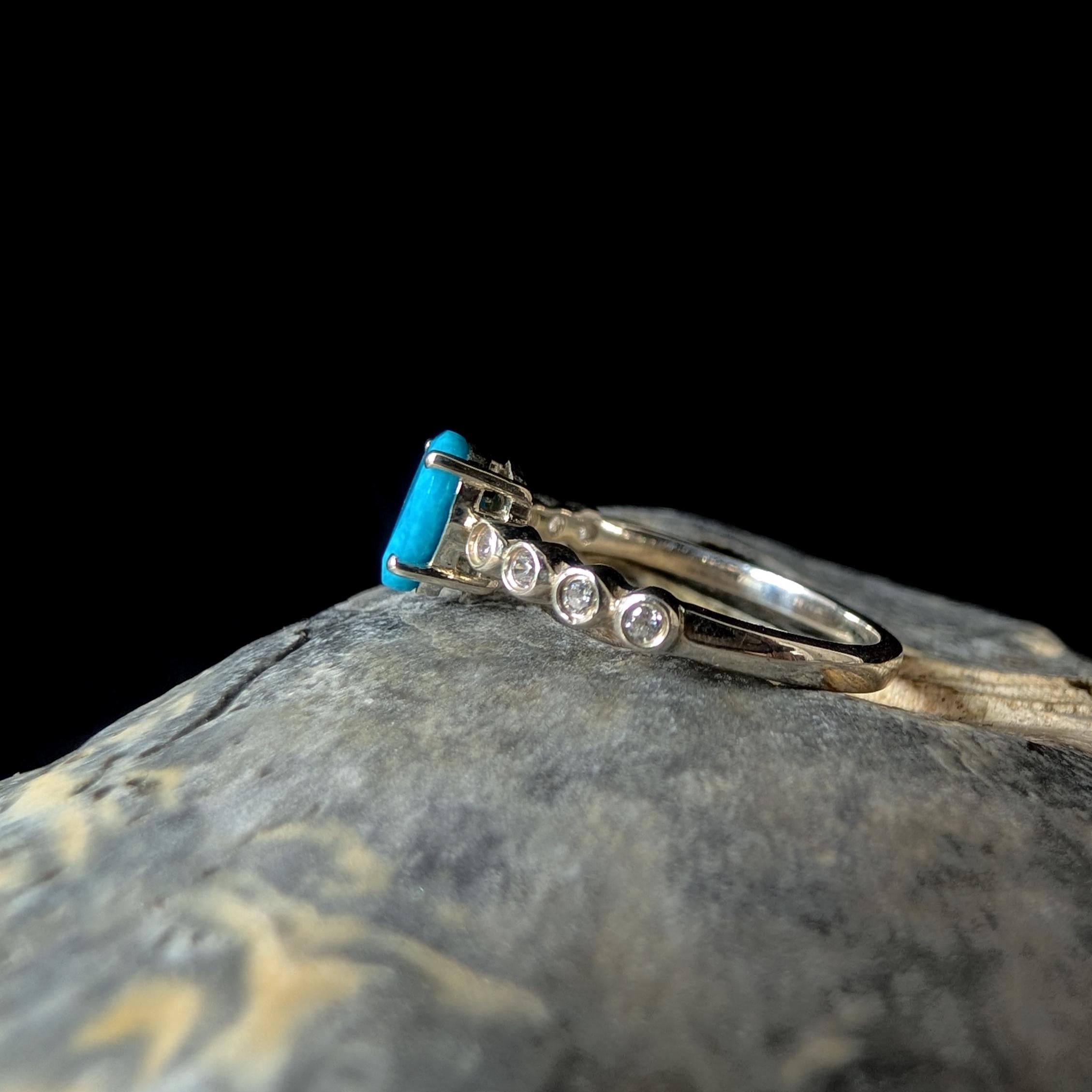 Statement turquoise and white topaz ring | 925 Sterling Silver