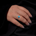 Statement turquoise and white topaz ring | 925 Sterling Silver