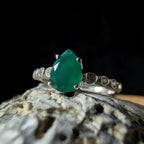 Statement green onyx and white topaz ring | 925 sterling silver